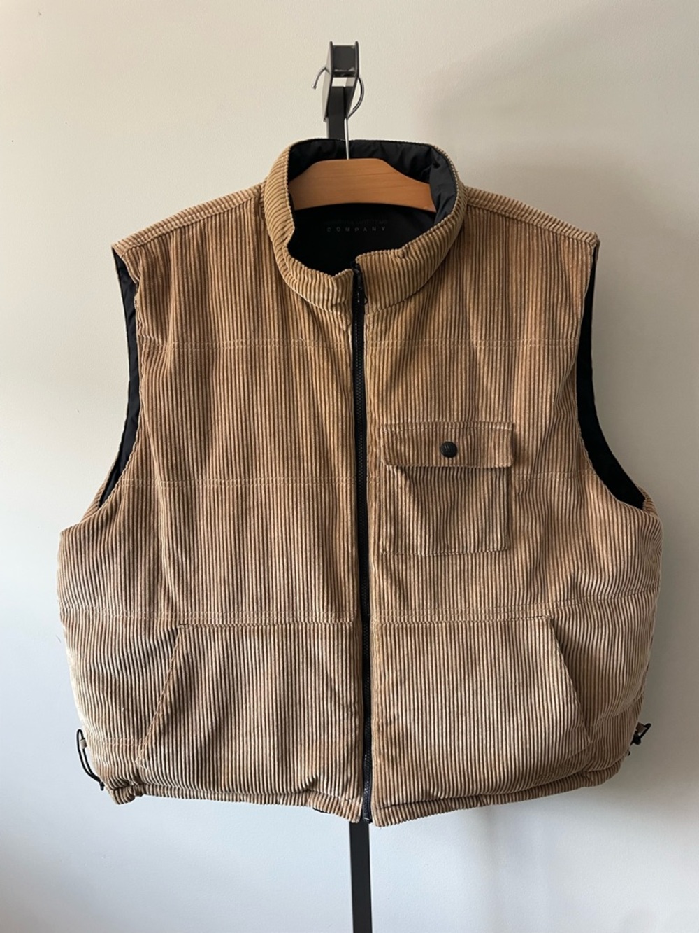 Wind River Reversible Down Filled Corduroy Puffer Vest Brown Black Mens